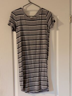 Garage Gray and Black Striped Midi Dress